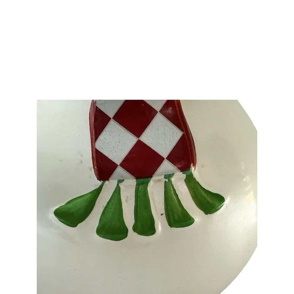 Vtg Pier 1 Enameled Ceramic Snowman Opalescent 15” Tabletop Decor Whimsical
